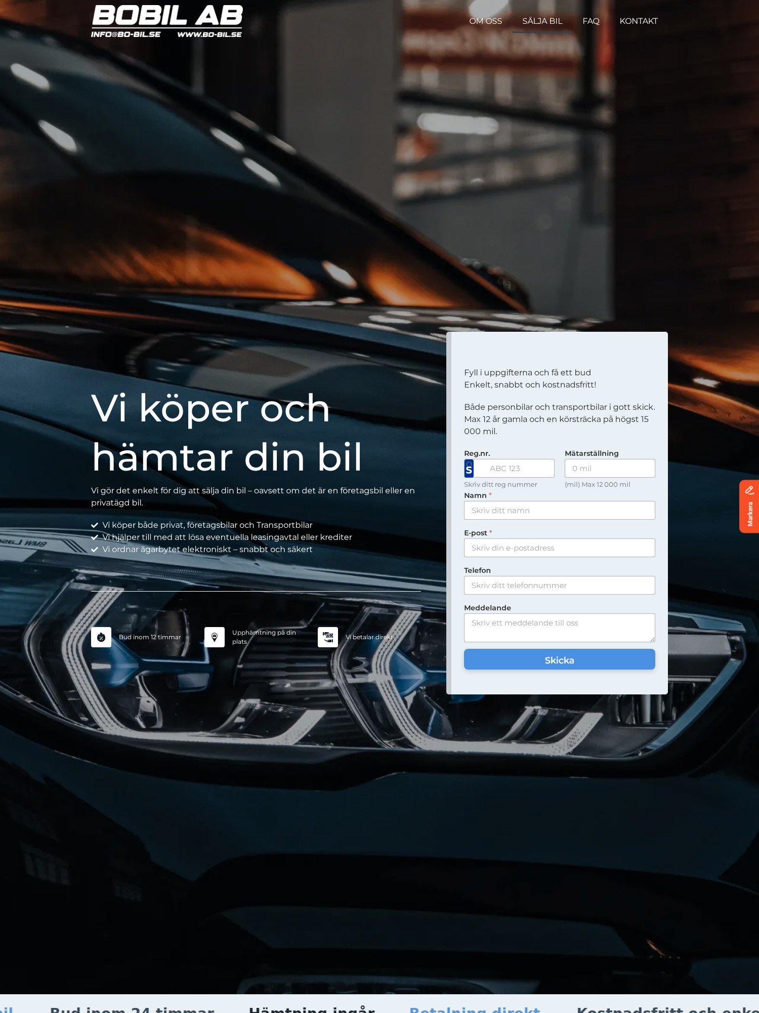 BOBIL AB – Vi koper och hamtar din bil Interwebsite Webbyrå