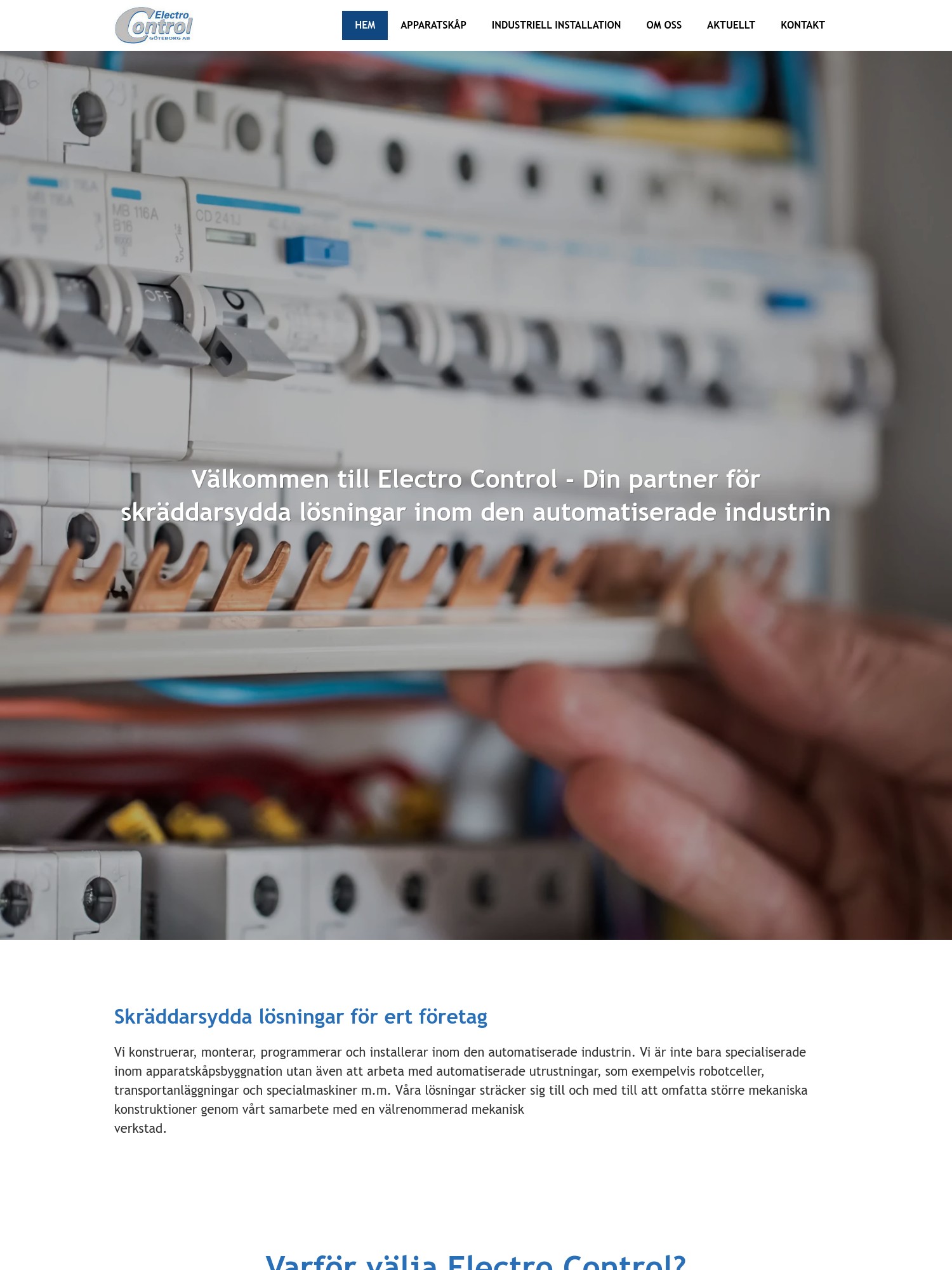 Electro Control – Din partner for skraddarsydda losningar inom den automatiserade industrin Interwebsite Webbyrå