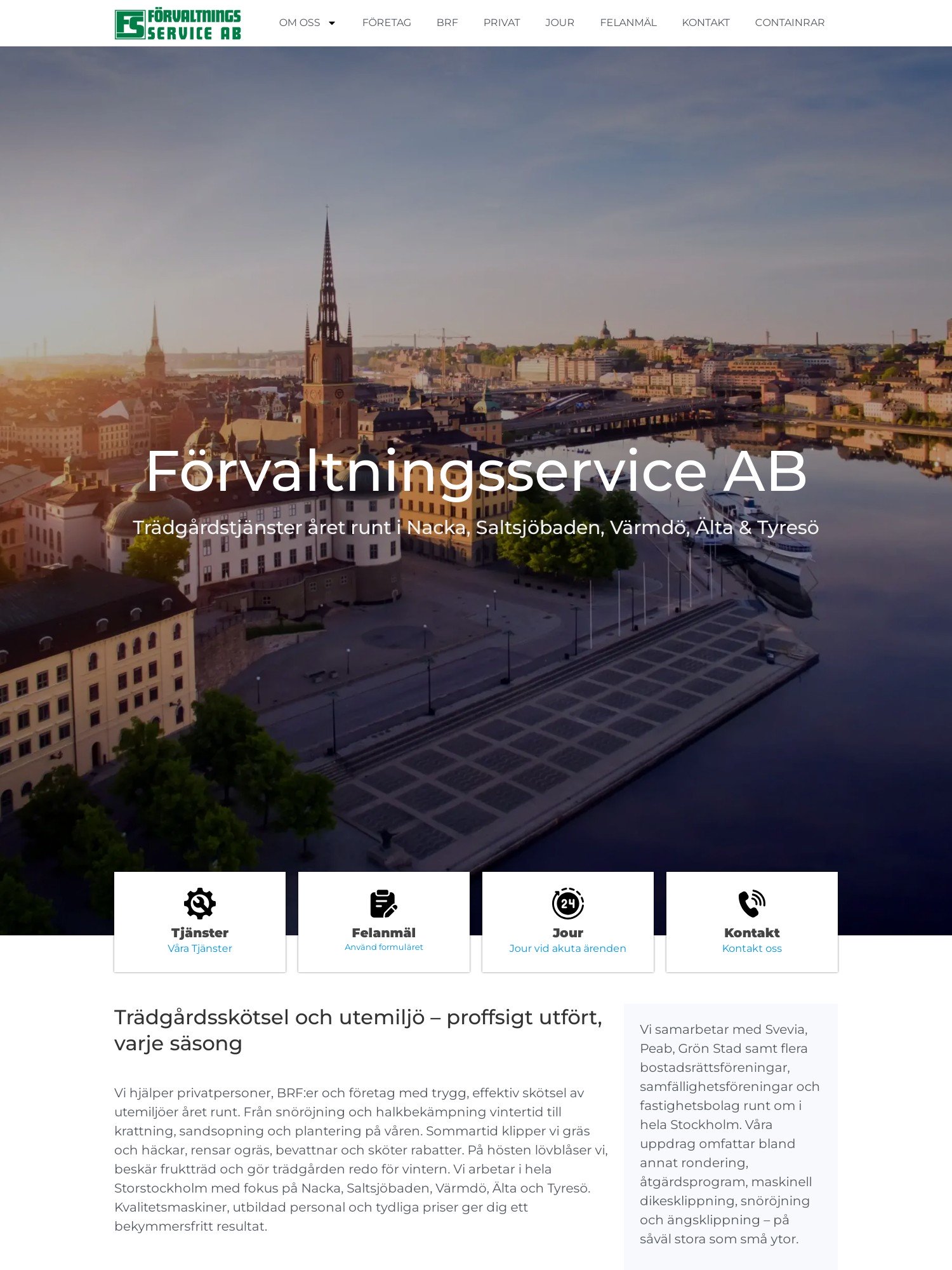Forvaltningsservice AB – Tradgardstjanster aret runt i Nacka Saltsjobaden Varmdo Alta Tyreso Interwebsite Webbyrå