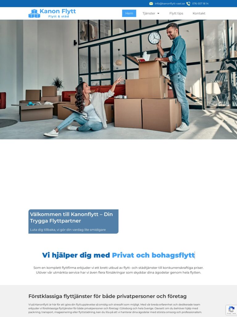 Hem Kanonflytt Vast AB Interwebsite Webbyrå
