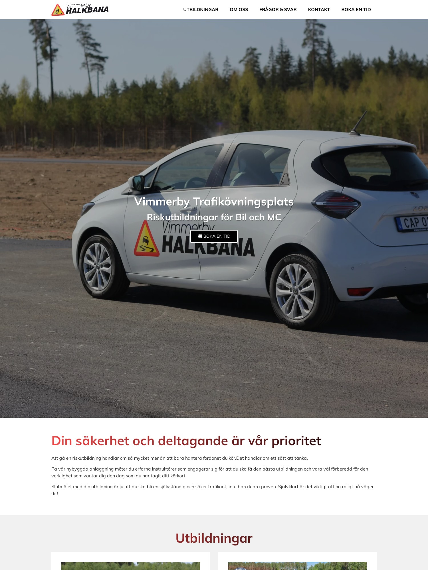 Vimmerby Trafikovningsplats – Riskutbildningar for bil och MC Interwebsite Webbyrå