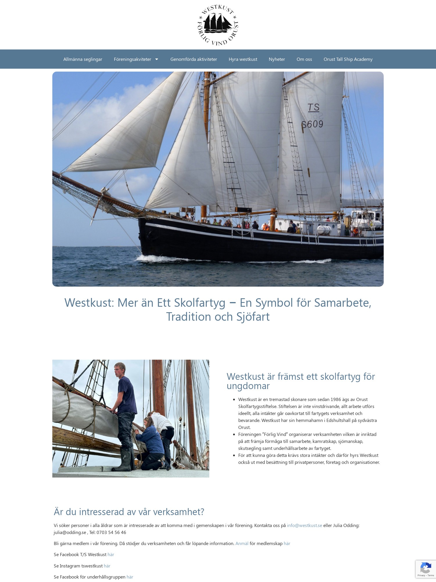 Westkust – Mer an Ett Skolfartyg – En Symbol for Samarbete Tradition och Sjofart Interwebsite Webbyrå
