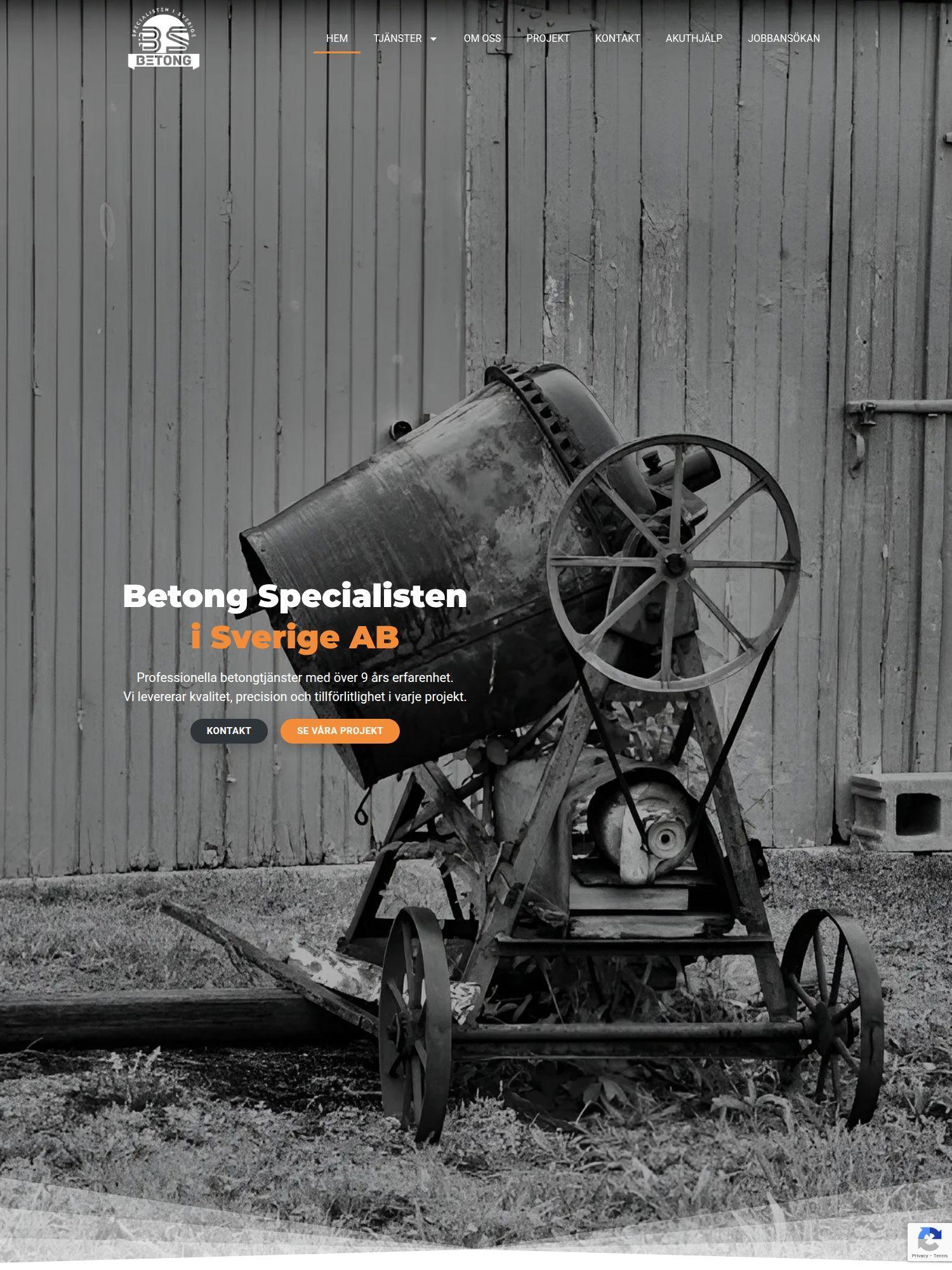 betongspecialist.se Interwebsite Webbyrå