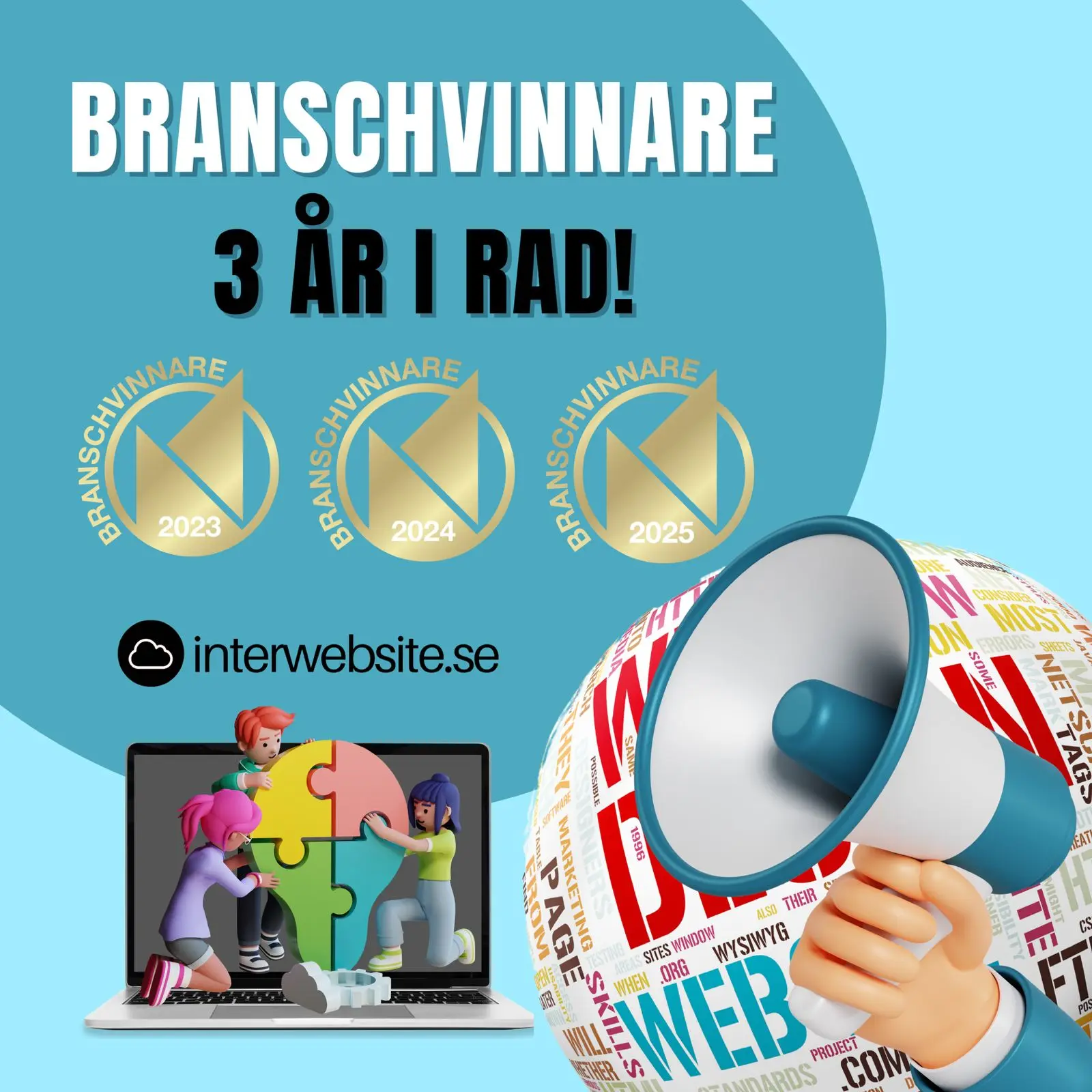 branschvinnare 3 ar i rad Interwebsite Webbyrå