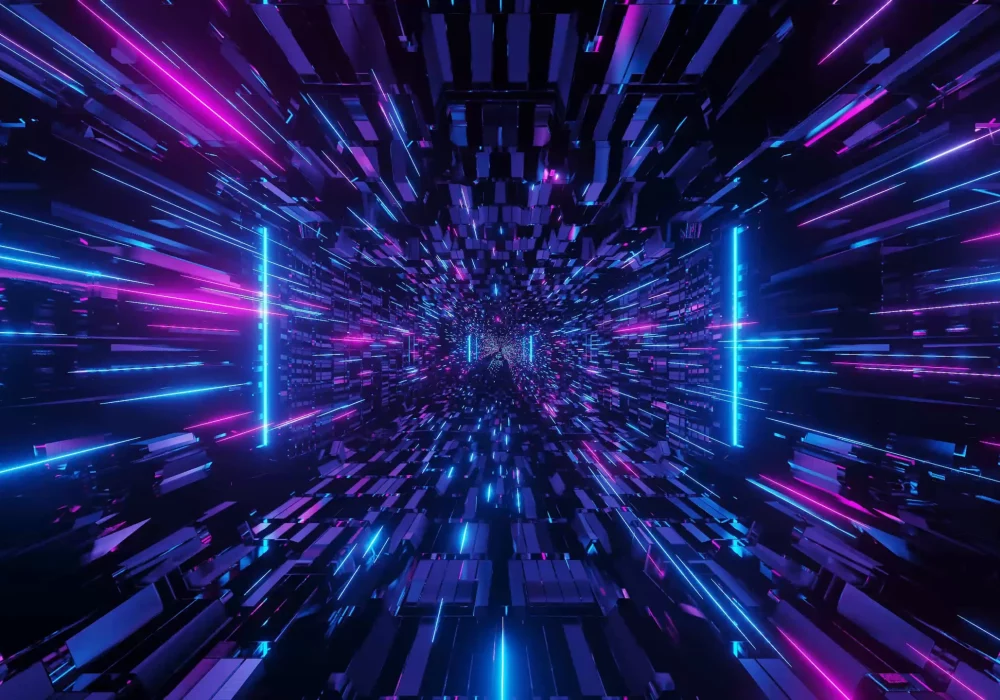 3d illustration blue purple futuristic sci fi techno lights cool background
