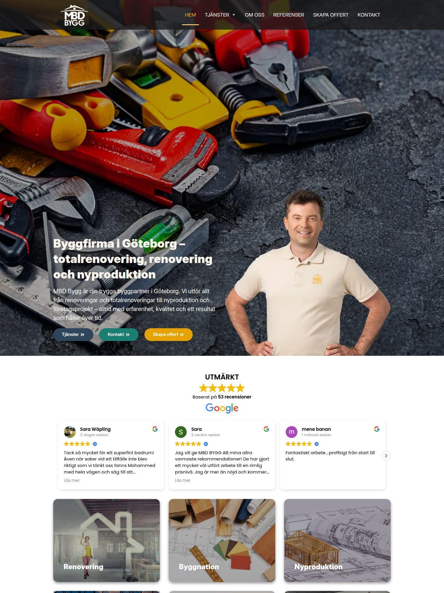 mbdbygg com Interwebsite Webbyrå