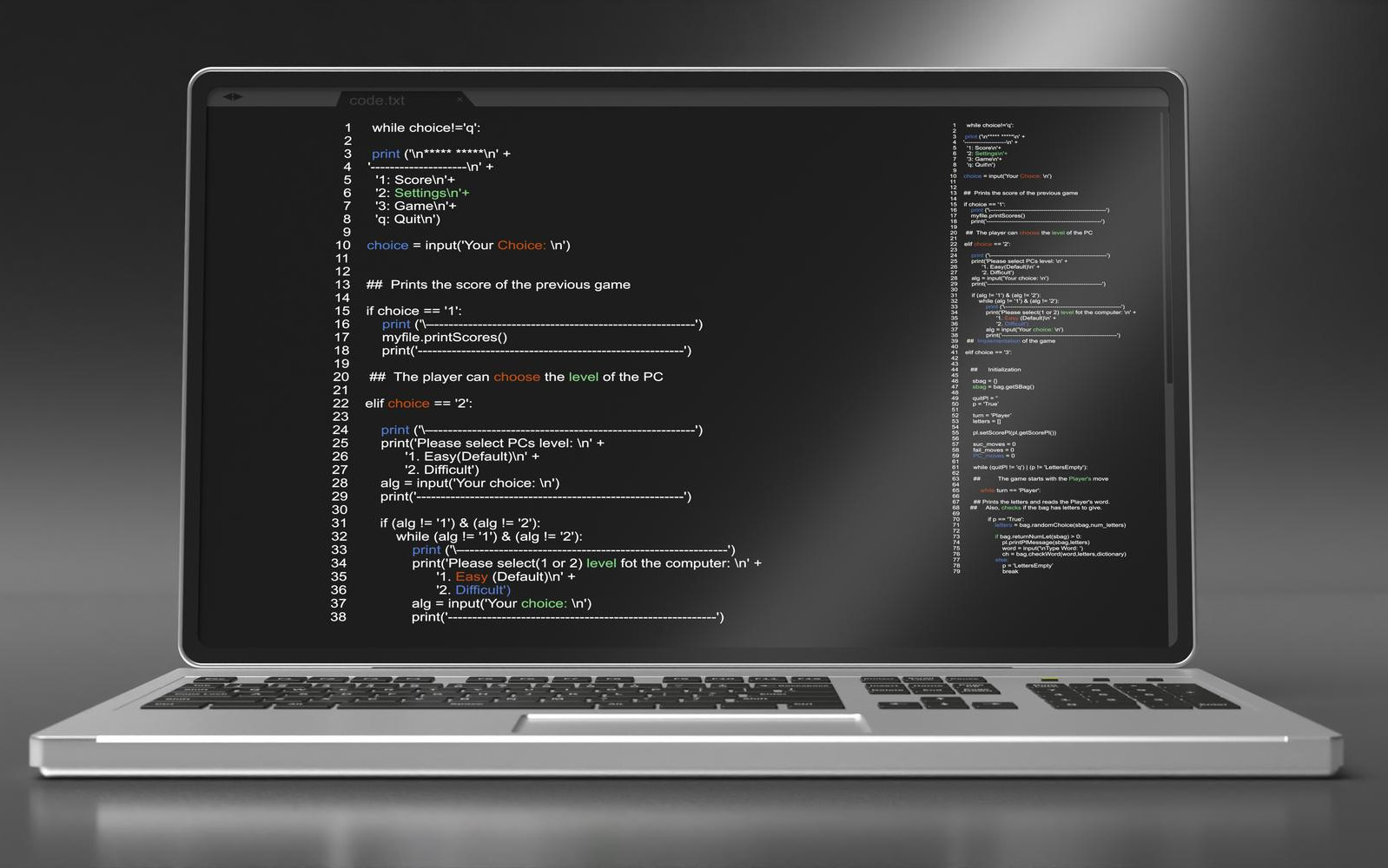programming code laptop screen black background 3d illustration mobile Interwebsite Webbyrå