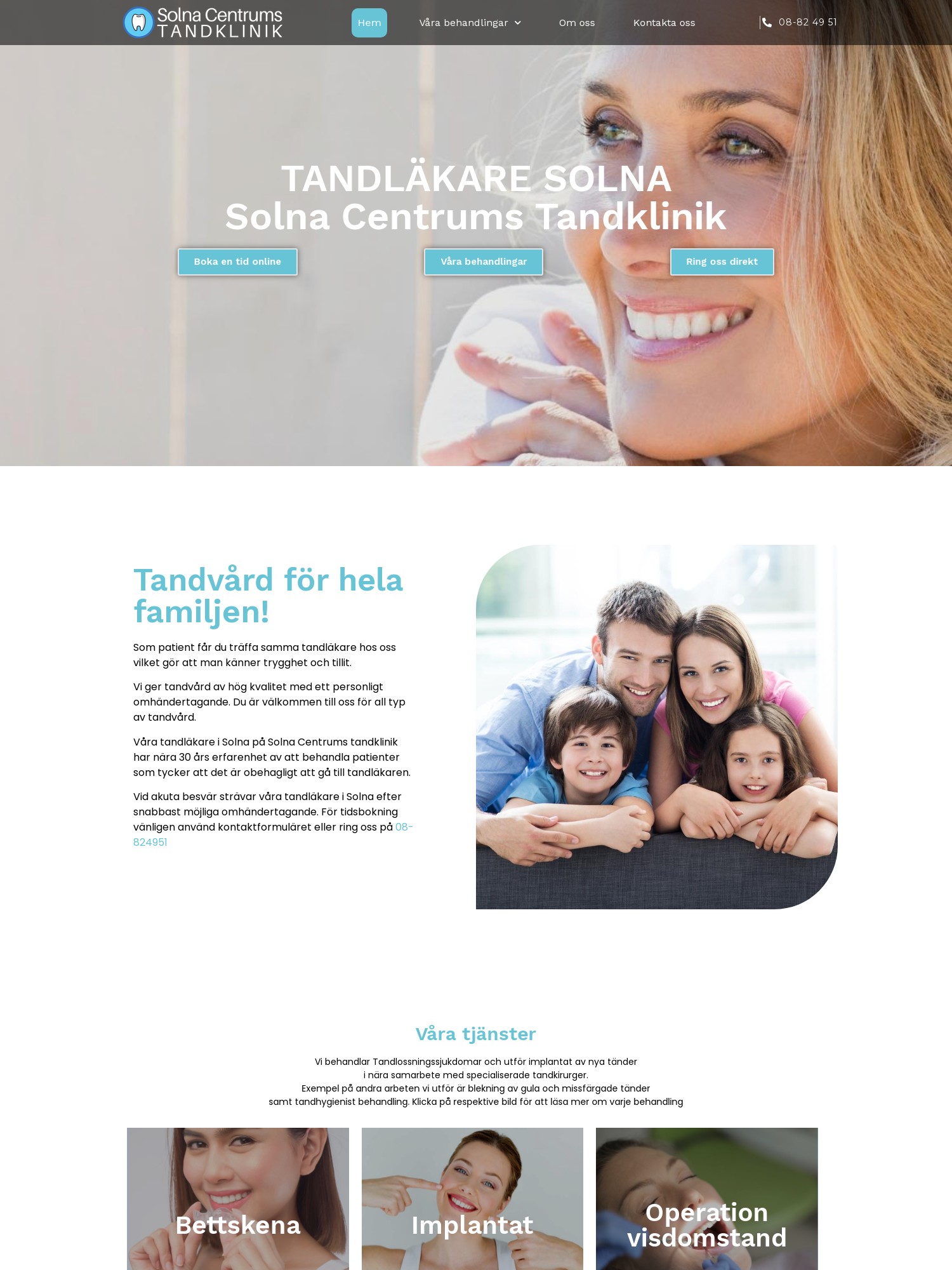 Webbvy från en relaterad tandklinik som miljöreferens