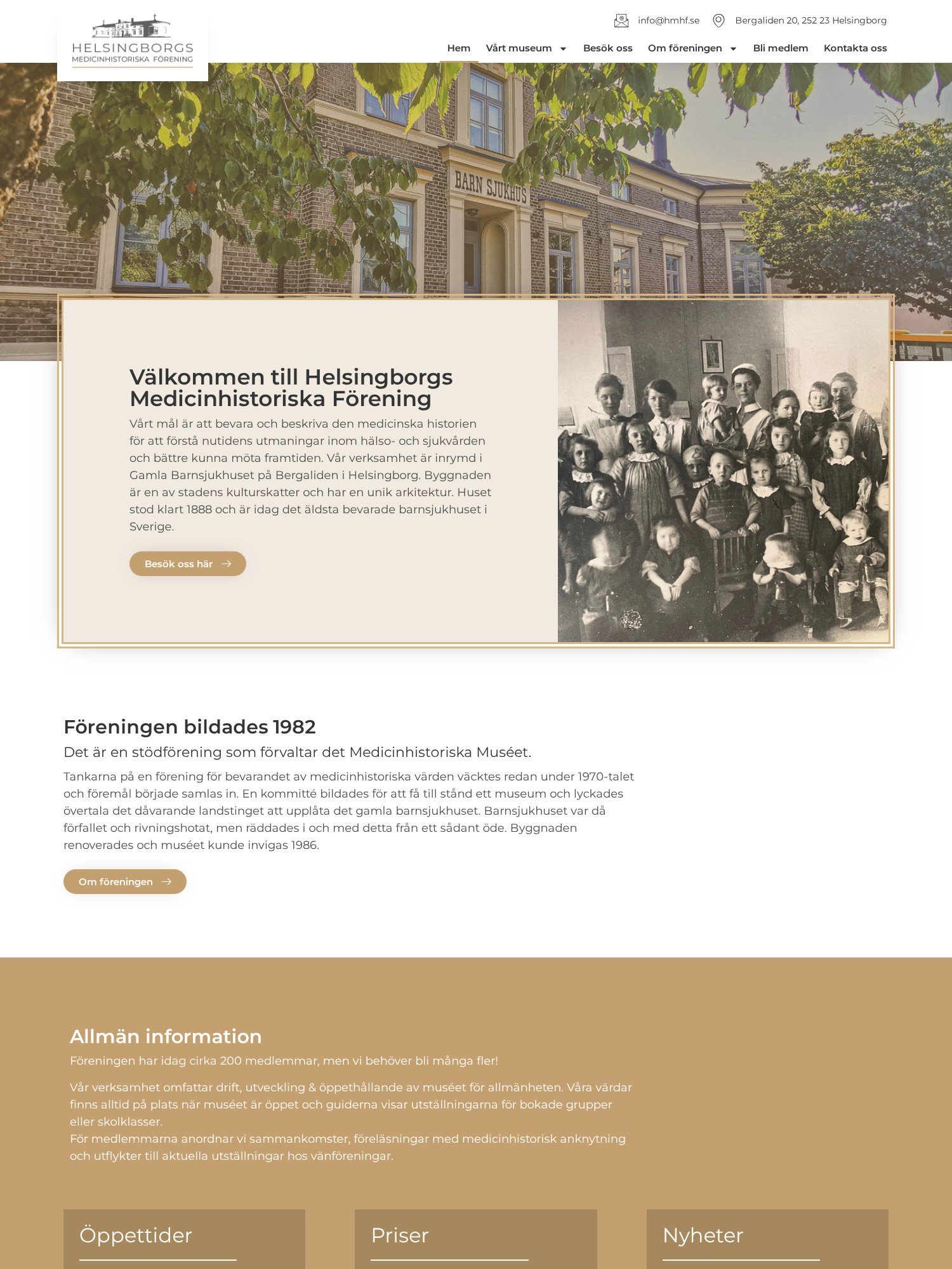Hem Helsingborgs Medicinhistoriska Forening Interwebsite Webbyrå