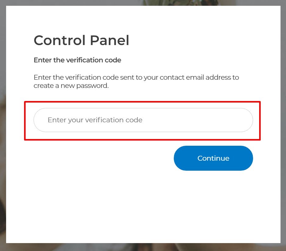 Om du valt återställning via "Kontaktmailadress i föregående ruta" Så får du ett mail från one.com med en veriferingskod som du fyller i sedan trycker du fortsätt